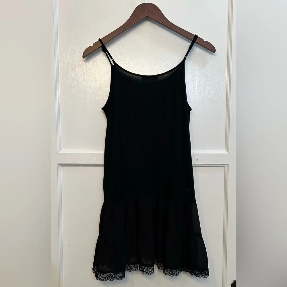 Altar’d State Black Slip Tank Lace Trim Medium